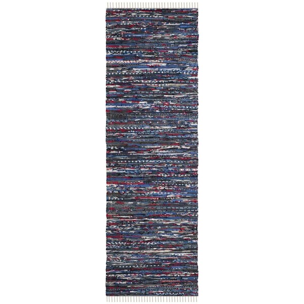 Safavieh Rag Hand Woven Runner Rug, Blue and Multicolor - 2 ft.-3 in. x 8 ft. - RAR128B-28