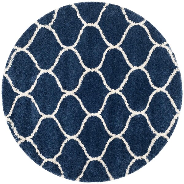 Safavieh Hudson Shag Power Loomed Round RugNavy & Ivory 7 x 7 ft. - SGH280C-7R