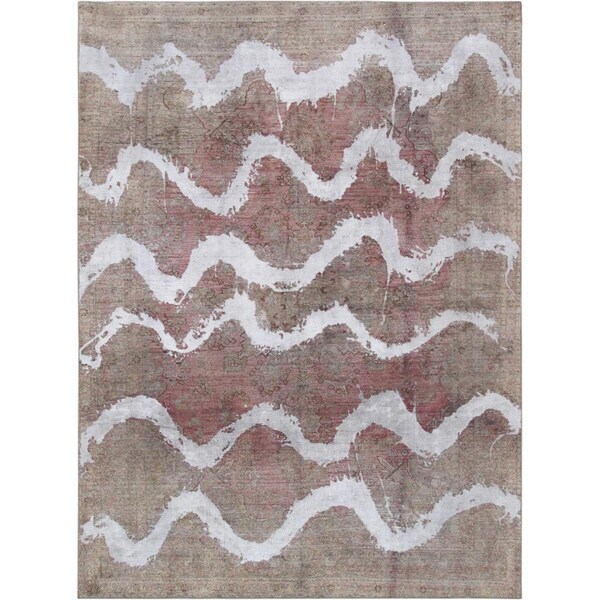 Pasargad 54696 7 ft. 10 in. x 10 ft. 7 in. Vintage Overdye Hand-Knotted Wool RugBeige & Olive - 54696 8X11