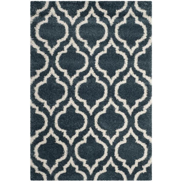 Flowers First 5 ft. 1 in. x 7 ft. 6 in. Hudson Shag Power Loomed Rug, Slate Blue & Ivory - Medium Rectangle - FL1860195