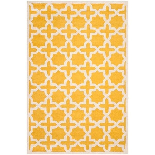Safavieh 3 x 5 ft. Small Rectangle Transitional Cambridge- Gold and Ivory Hand Tufted Rug - CAM125Q-3