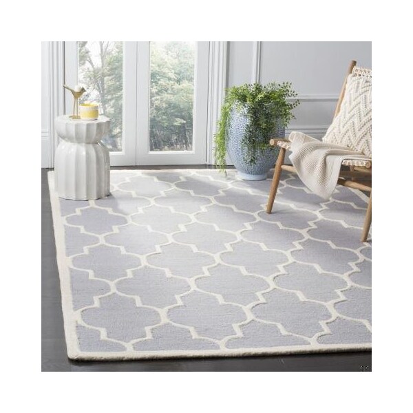 Safavieh Cambridge Hand Tufted Rectangle Rug- Silver - Ivory- 2 ft. 6 in. x 20 ft. - CAM134D-220
