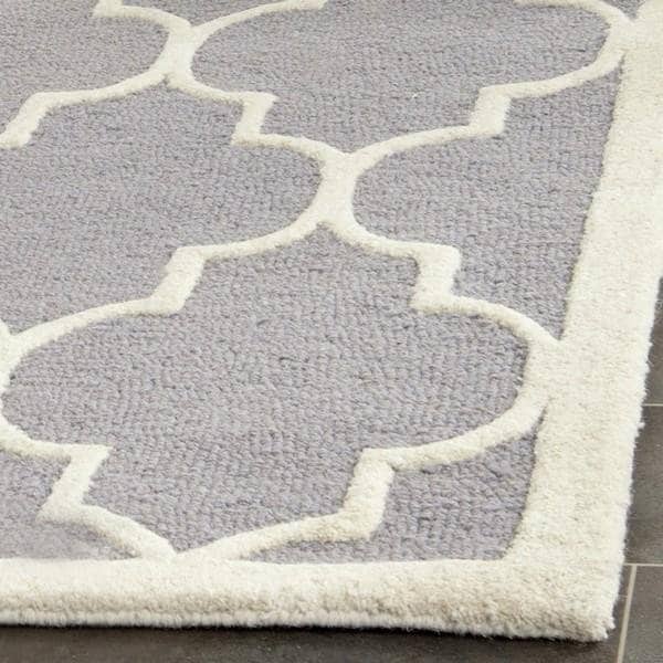 Safavieh Cambridge Hand Tufted Rectangle Rug- Silver - Ivory- 2 ft. 6 in. x 20 ft. - CAM134D-220