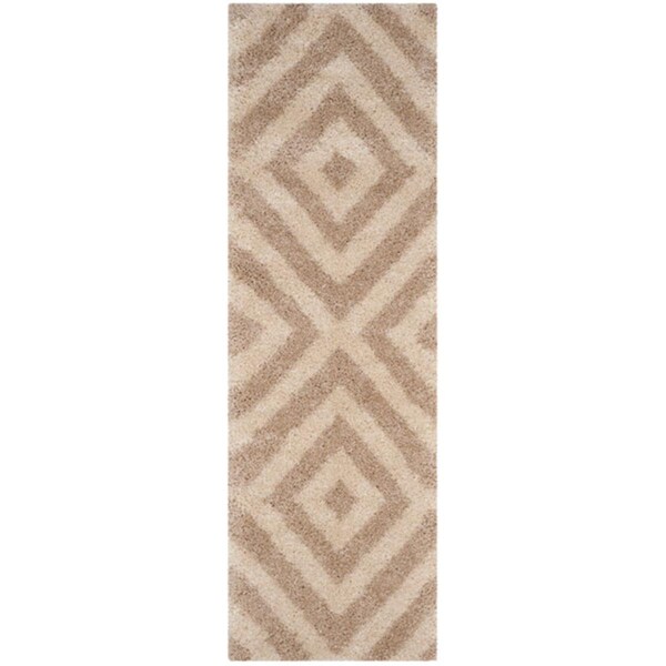 Safavieh 2 ft. 3 in. x 7 ft. Runner Portofino Shag Power Loomed RugIvory & Beige - PTS217B-27