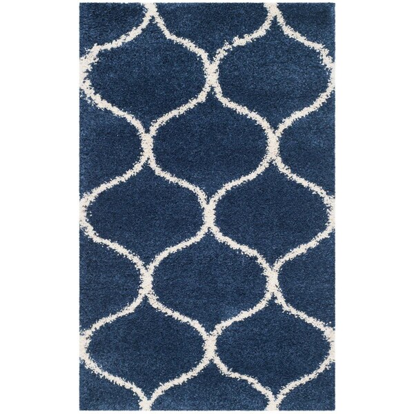 Safavieh Hudson Shag Power Loomed Rectangle RugNavy & Ivory 9 x 12 ft. - SGH280C-9