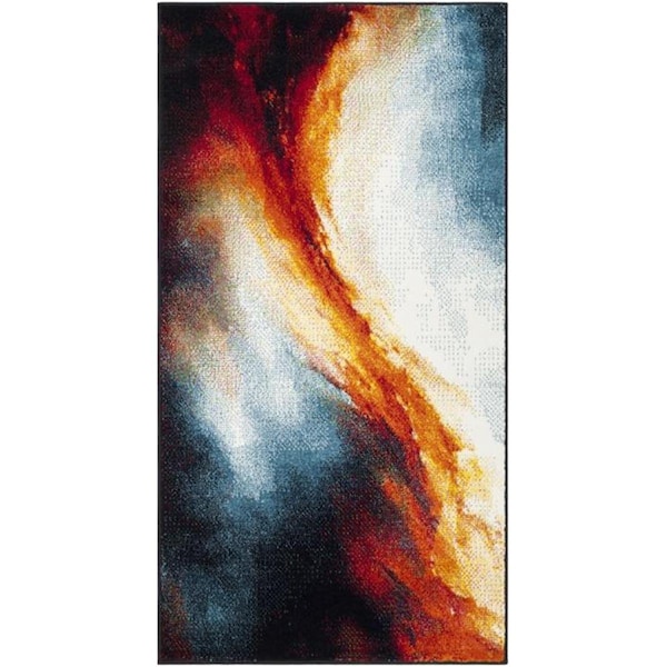 Flowers First 2 ft. 7 in. x 5 ft. Galaxy Power Loomed Area Rug, Orange & Multi Color - Small Rectangle - FL1892365