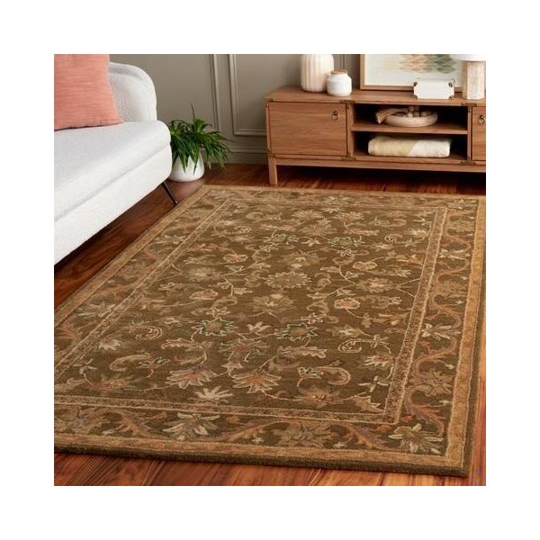 Safavieh 3 x 5 ft. Accent Traditional Antiquity- Sage and Gold Hand Tufted Rug - AT52A-3