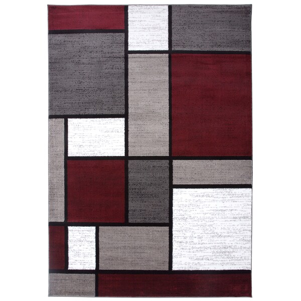 World Rug Gallery Contemporary Modern Boxes Design Soft Area Rug 5'3'' x 7'3'' Red - 106RED5X7
