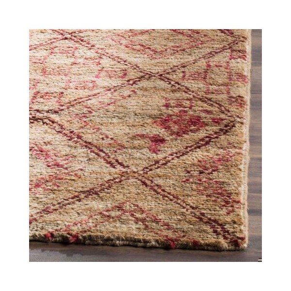 Safavieh Bohemian Hand Knotted Rectangle RugNatural & Red 4 x 6 ft. - BOH666A-4