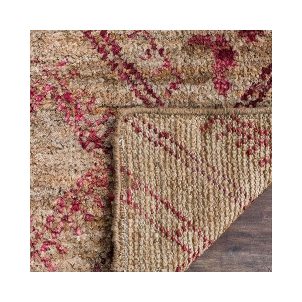Safavieh Bohemian Hand Knotted Rectangle RugNatural & Red 4 x 6 ft. - BOH666A-4