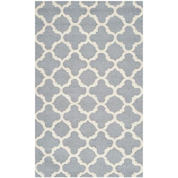 Safavieh Cambridge Hand Tufted Runner Rug- Silver - Ivory- 2 ft. 6 in. x 12 ft. - CAM130D-212