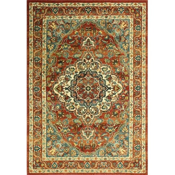Bashian Bashian B125-RU-5X7.6-T014A Buckingham Collection Floral Traditional Polypropylene Machine Made Area Rug; Rust - 5 ft. 3 in. x 7 ft. 6 in. - B125-RU-5X7.6-T014A