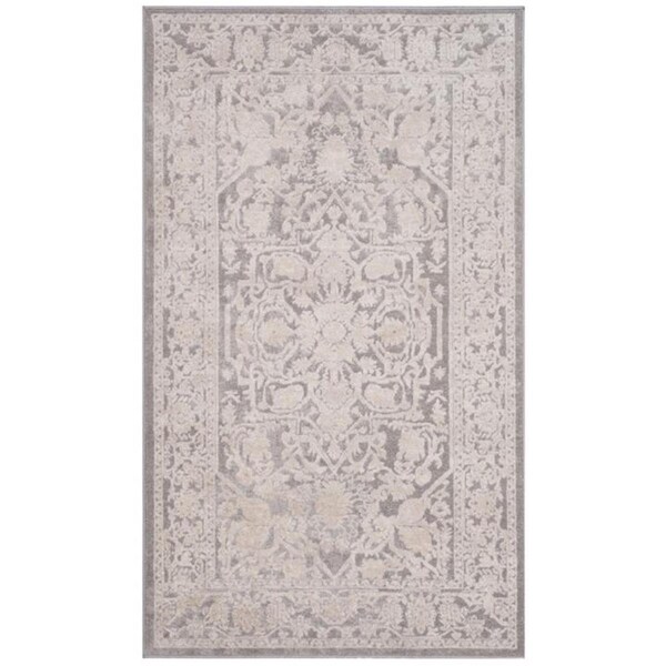 Safavieh 4 x 6 ft. Reflection Power Loomed Rug, Small Rectangle - Light Grey and Cream - RFT665C-4