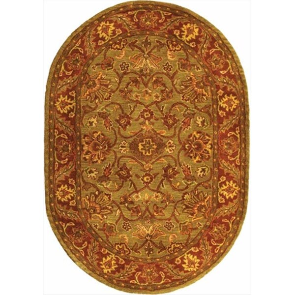 Safavieh 7 ft. - 9 in. x 9 ft. - 6 in. Oval- Traditional Golden Jaipur Green And Rust Hand Tufted Rug - GJ250A-8OV