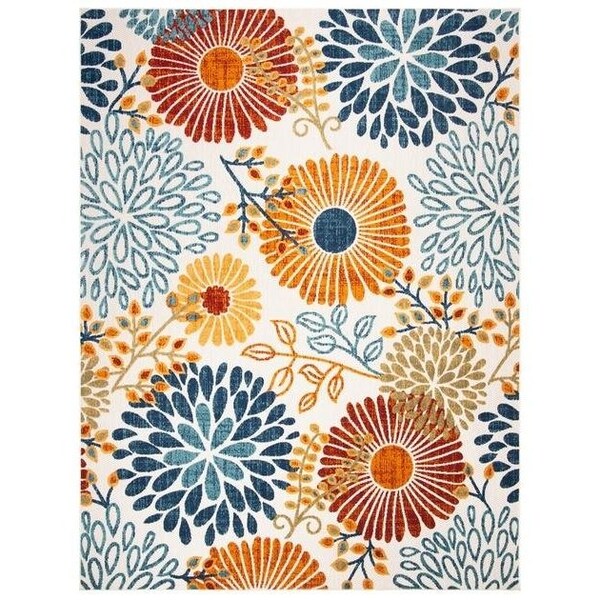 Safavieh Cabana Power Loomed Round Area RugCreme & Red 6 ft.-7 in. x 6 ft.-7 in. - CBN832A-7R