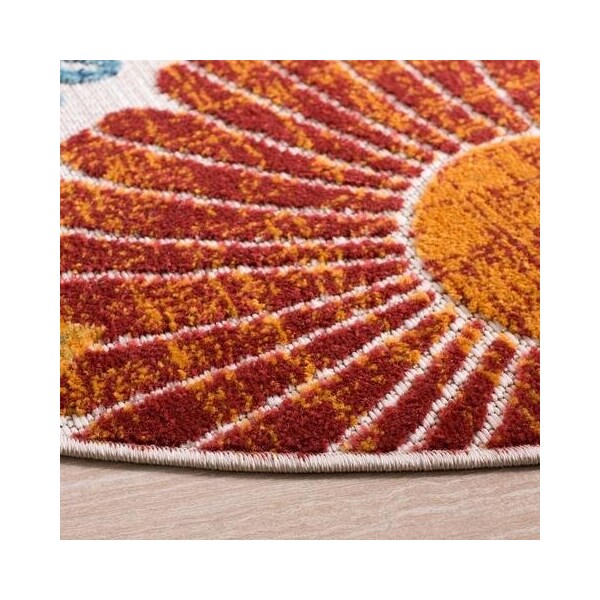Safavieh Cabana Power Loomed Round Area RugCreme & Red 6 ft.-7 in. x 6 ft.-7 in. - CBN832A-7R