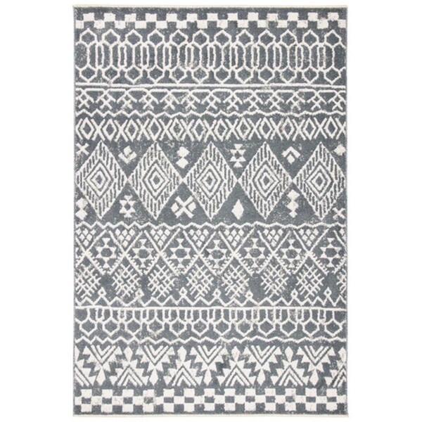 Safavieh 8 x 10 ft. Pyramid Global Rectangle Power Loomed Rug - Ivory & Charcoal - PYR205A-8