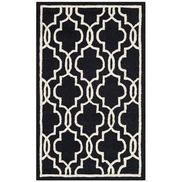 Safavieh 8 x 10 ft. Cambridge Hand Tufted Large Rectangle Area RugBlack & Ivory - CAM131E-8