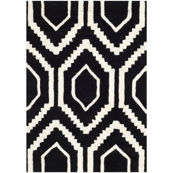 Safavieh Chatham Hand Tufted Small Rectangle Rug- Black - Ivory- 4 x 6 ft. - CHT731K-4