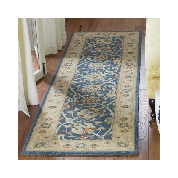 Safavieh 4 ft.-6 in. x 6 ft.-6 in. Oval Traditional Antiquity- Blue Hand Tufted Rug - AT21E-5OV