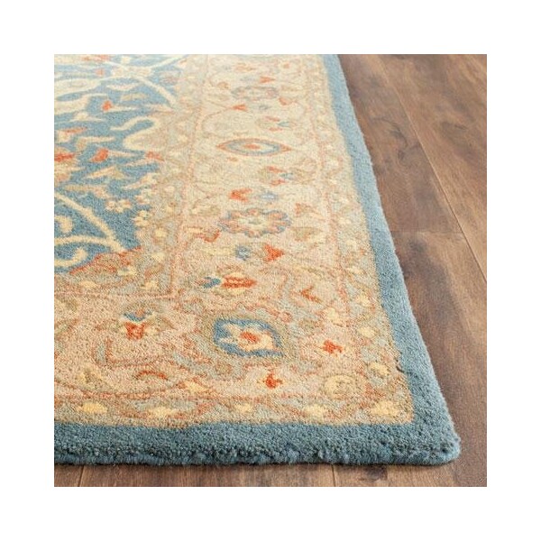 Safavieh 4 ft.-6 in. x 6 ft.-6 in. Oval Traditional Antiquity- Blue Hand Tufted Rug - AT21E-5OV