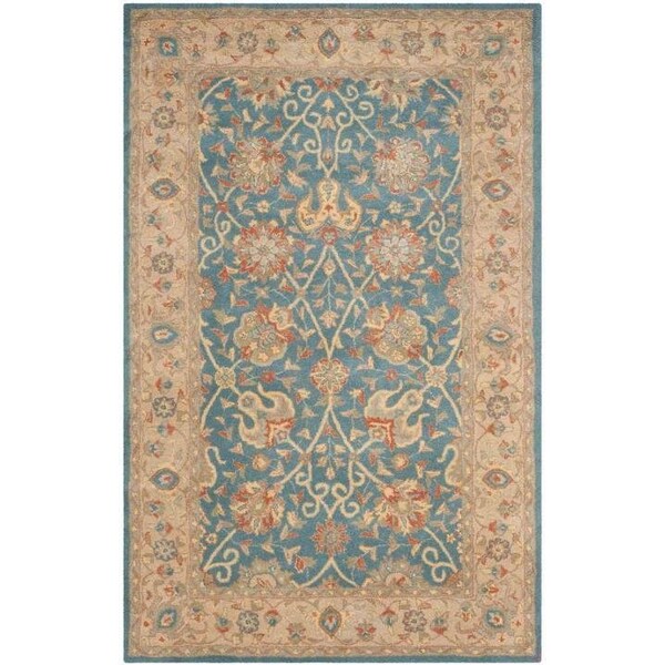 Safavieh 4 ft.-6 in. x 6 ft.-6 in. Oval Traditional Antiquity- Blue Hand Tufted Rug - AT21E-5OV