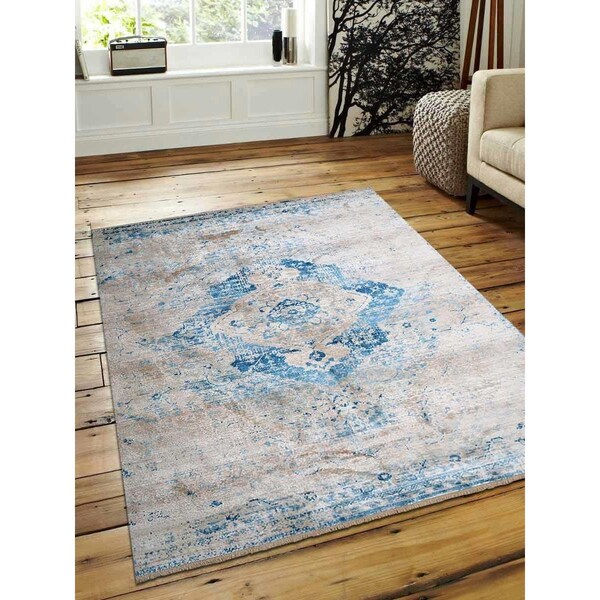 Jensendistributionservices 2 ft. x 3 ft. 10 in. Machine Woven Crossweave Polyester Oriental Rectangle Area Rug, Blue - MI1550778