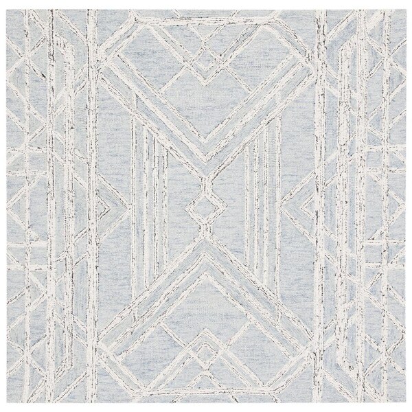 Safavieh 5 x 5 ft. Micro-Loop Hand Tufted Square Area Rug, Light Blue & Ivory - MLP173M-5SQ