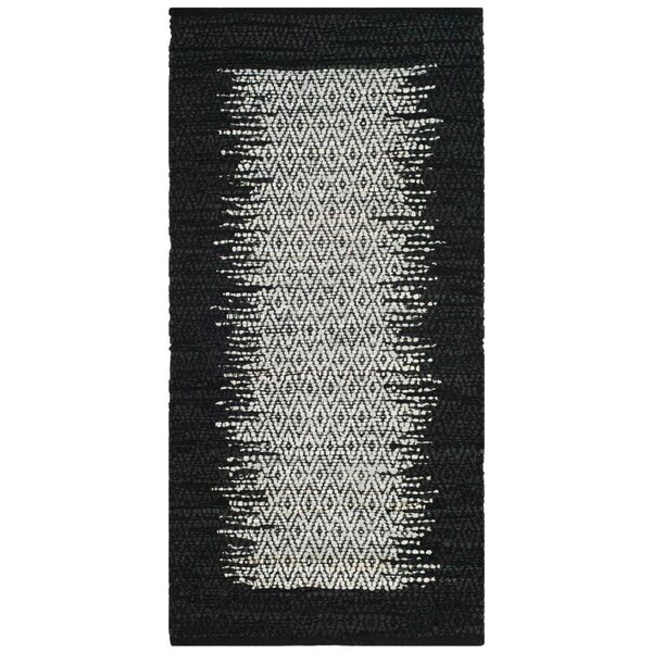 Flowers First 2 x 3 ft. Vintage Leather Hand Woven Area Rug, Light Grey & Black - Accent - FL1909663