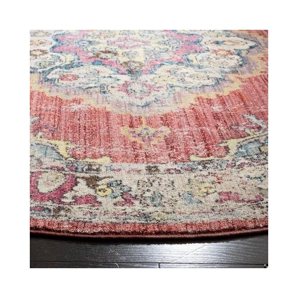 Safavieh 7 x 7 ft. Bristol Power Loomed Round Area Rug, Fuchsia and Light Grey - BTL343B-7R