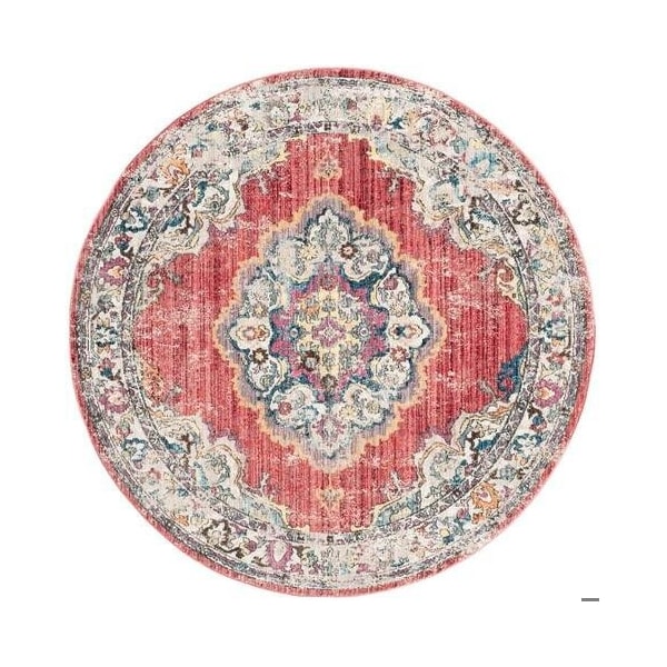 Safavieh 7 x 7 ft. Bristol Power Loomed Round Area Rug, Fuchsia and Light Grey - BTL343B-7R