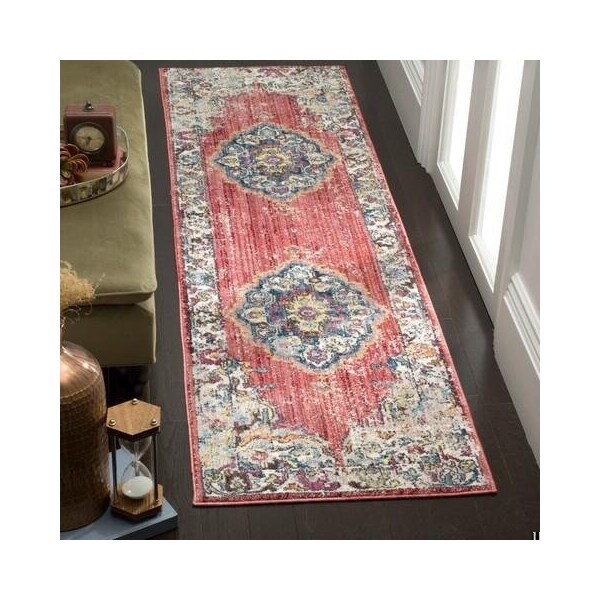 Safavieh 7 x 7 ft. Bristol Power Loomed Round Area Rug, Fuchsia and Light Grey - BTL343B-7R