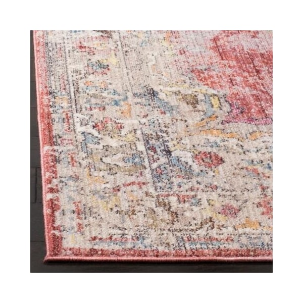 Safavieh 7 x 7 ft. Bristol Power Loomed Round Area Rug, Fuchsia and Light Grey - BTL343B-7R