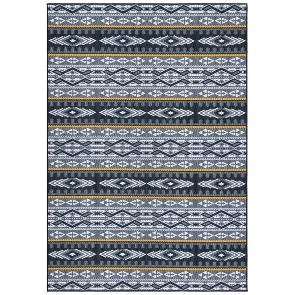 Flowers First 4 ft.-4 in. x 6 ft. Journey Global & Southwestern Rectangle Power Loomed Rug Grey & Gold - FL2115144