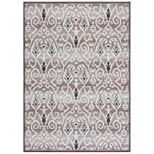 Safavieh 9 x 12 ft. Havana Outdoor Rectangle Power Loomed Rug Light Brown & Ivory - HAV321E-9
