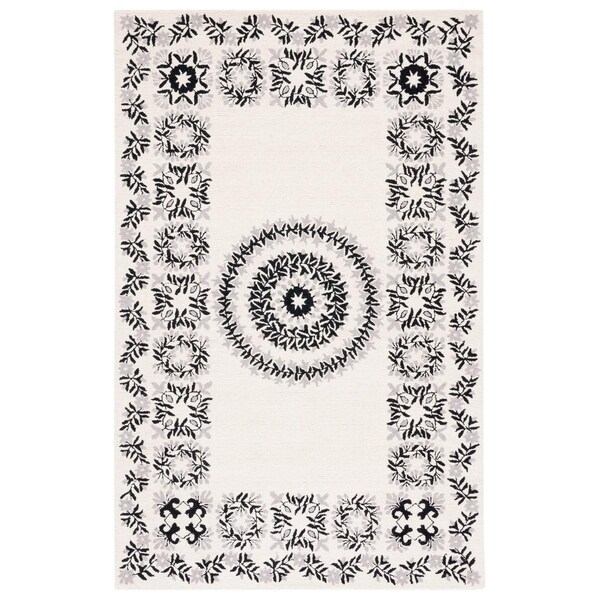 Safavieh 3 x 5 ft. Empire Hand Tufted Rectangle Area Rug, Ivory & Black - EM826A-3