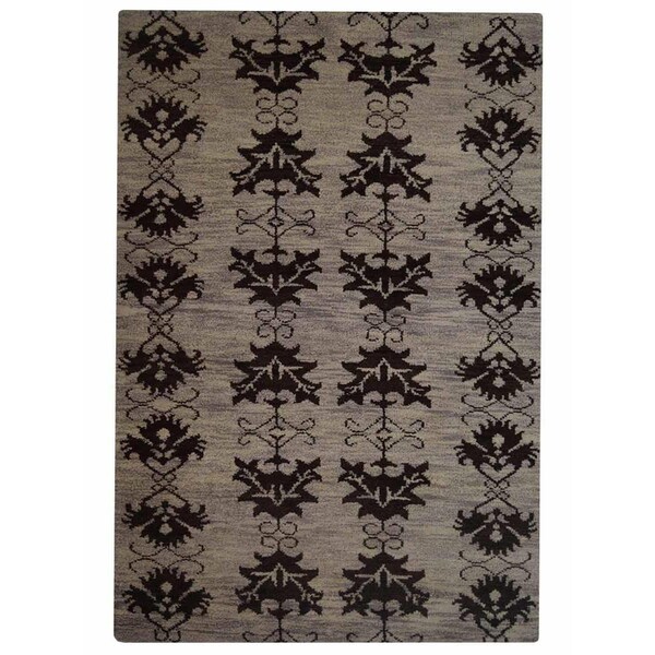 Glitzy Rugs 6 x 9 ft. Hand Knotted Wool Floral Rectangle Area RugBrown - UBSN00921K0004A11
