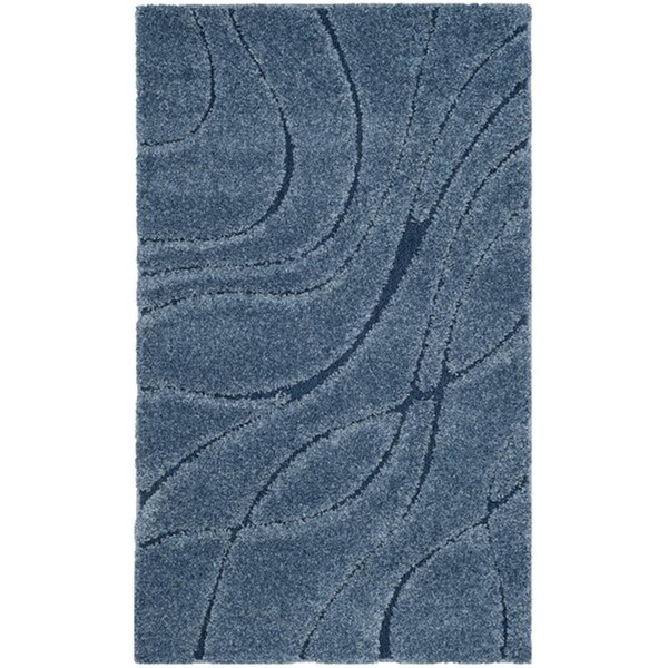 Safavieh 4 x 6 ft. Power Loomed Small Rectangle Shag RugLight Blue & Blue - SG471-6065-4