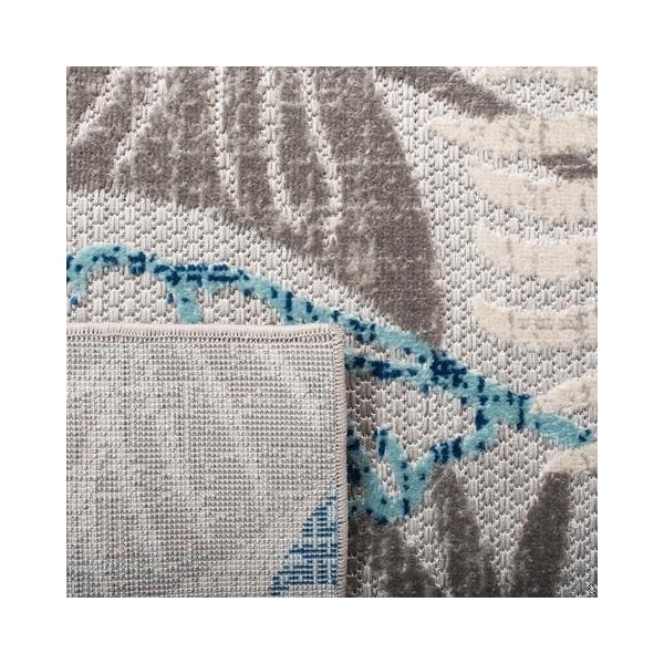Safavieh Cabana Power Loomed Round Area RugGrey & Blue 6 ft.-7 in. x 6 ft.-7 in. - CBN831F-7R