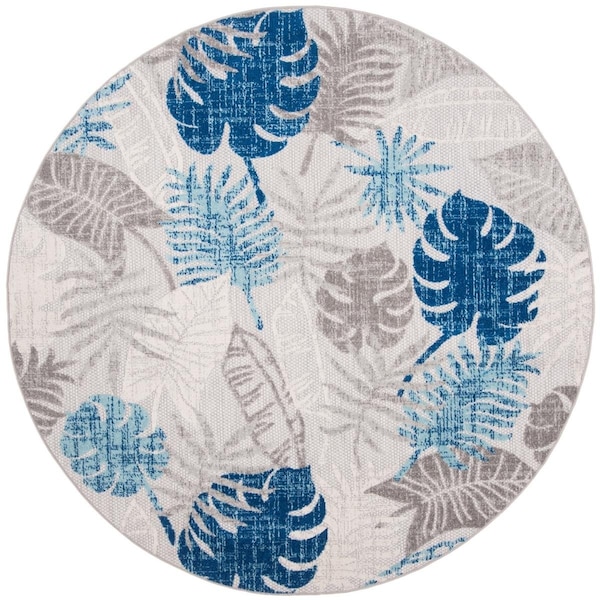 Safavieh Cabana Power Loomed Round Area RugGrey & Blue 6 ft.-7 in. x 6 ft.-7 in. - CBN831F-7R