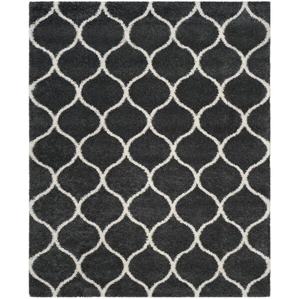 Safavieh 8 x 10 ft. Hudson Shag Power Loomed RugDark Grey & Ivory Large Rectangle - SGH280G-8