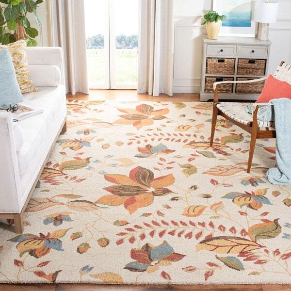 Safavieh 2 x 3 ft. Accent Country and Floral Blossom- Beige and Multi Hand Hooked Rug - BLM913C-2