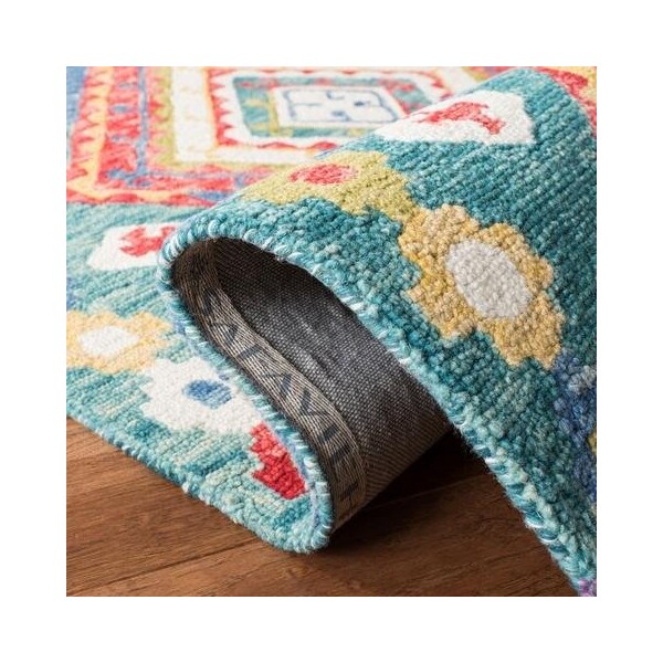 Safavieh Aspen Bohemian Round Hand-Tufted RugsGreen & Red 7 x 7 ft. - APN119Y-7R