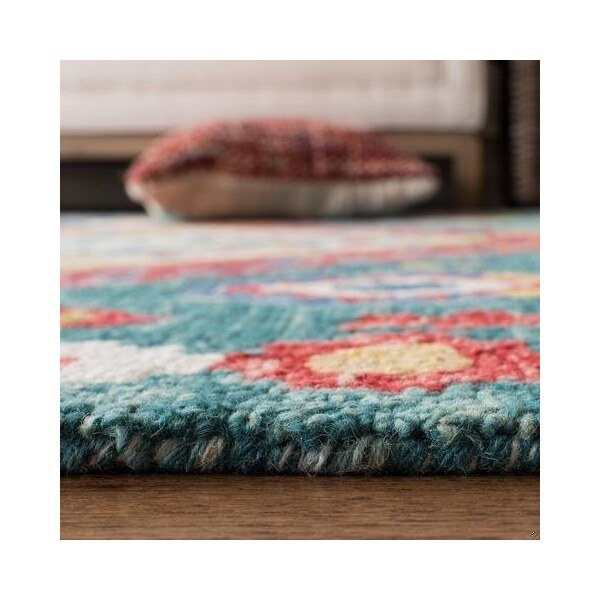 Safavieh Aspen Bohemian Round Hand-Tufted RugsGreen & Red 7 x 7 ft. - APN119Y-7R