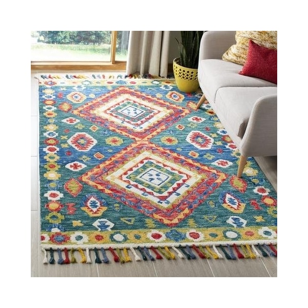 Safavieh Aspen Bohemian Round Hand-Tufted RugsGreen & Red 7 x 7 ft. - APN119Y-7R