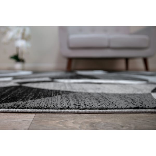 World Rug Gallery Contemporary Abstract Circles Soft Runner Rug 2'x10' Gray - 105GRAY2X10