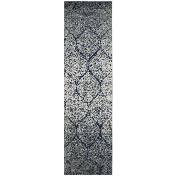 Safavieh Madison Power Loomed Runner RugNavy & Silver 2 ft.-3 in. x 12 ft. - MAD604G-212