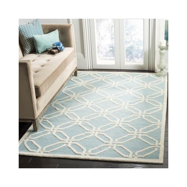 Safavieh Cambridge Hand Tufted Accent Rug- Light Blue - Ivory- 2 x 3 ft. - CAM311E-2