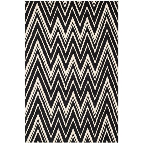 Safavieh Cambridge Hand Tufted Rectangle Rug- Black - Ivory- 2 ft. 6 in. x 4 ft. - CAM711K-24