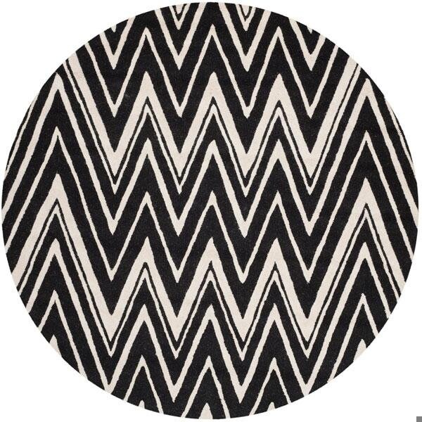 Safavieh Cambridge Hand Tufted Rectangle Rug- Black - Ivory- 2 ft. 6 in. x 4 ft. - CAM711K-24